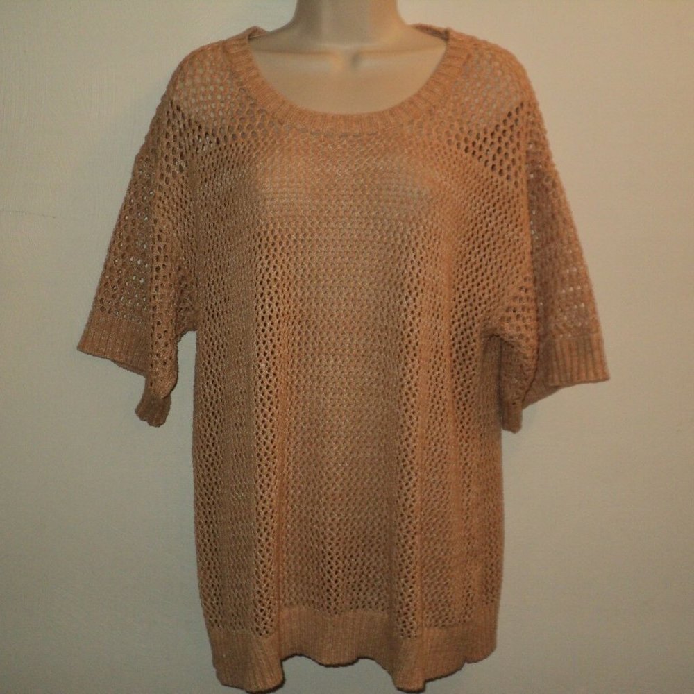 Easel Sz M Oversized Sweater Dark Peach Open Knit
